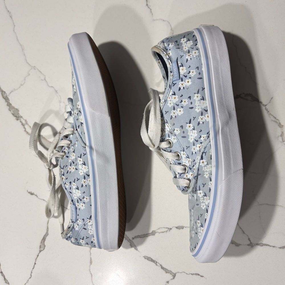 VANS Women’s Blue Floral Athletic Fashion Sneakers Skate Shoes Size 7.5 Daisies - Picture 6 of 12